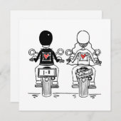 Aangepaste motorfiets voor huwelijkshuwelijksuitno kaart (Voorkant / Achterkant)