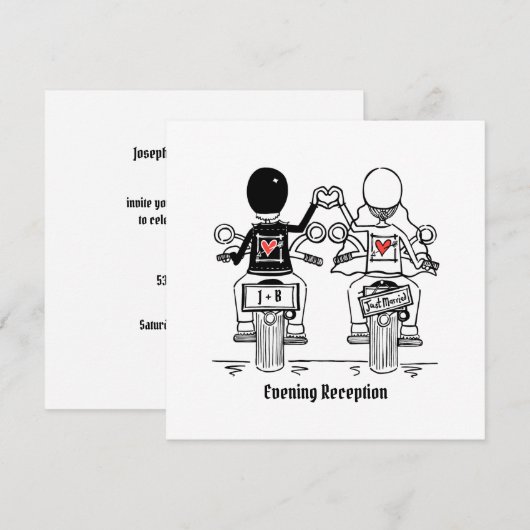 Aangepaste motorfiets voor huwelijkshuwelijksuitno kaart (Voorkant / Achterkant)