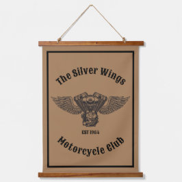 Aangepaste motorfietsclub of -winkel hangend wandkleed