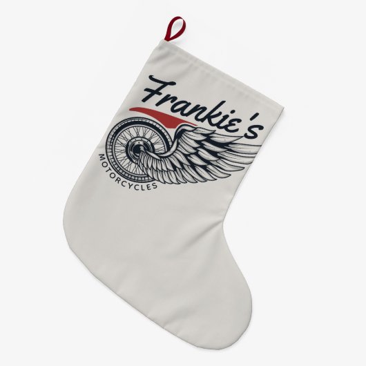 Aangepaste motorfietsen die bietenwinkel met vlieg grote kerstsok (Voorkant (Hangend))