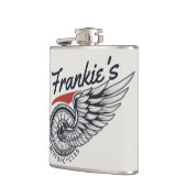 Aangepaste motorfietsen die bietenwinkel met vlieg heupfles (Links)