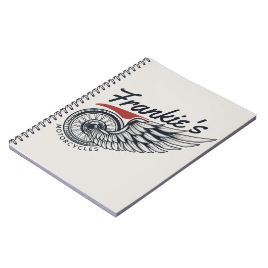 Aangepaste motorfietsen die bietenwinkel met vlieg notitieboek (Linkerzijde)