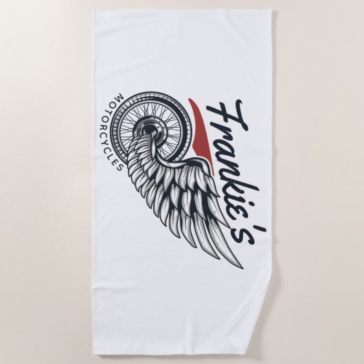 Aangepaste motorfietsen die bietenwinkel met vlieg strandlaken (Voorkant)