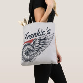 Aangepaste motorfietsen die bietenwinkel met vlieg tote bag (Dichtbij)