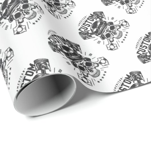 Aangepaste motorfietsen Viking Skull Cadeaupapier (Rol Hoek)