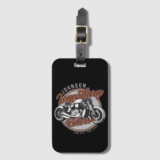 Aangepaste motorfietsLegendary Rider Biker NAAM Bagagelabel (Voorkant (verticaal))