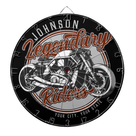 Aangepaste motorfietsLegendary Rider Biker NAAM Dartbord (Voorkant)
