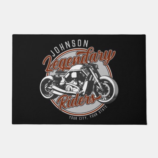 Aangepaste motorfietsLegendary Rider Biker NAAM Deurmat (Voorkant)