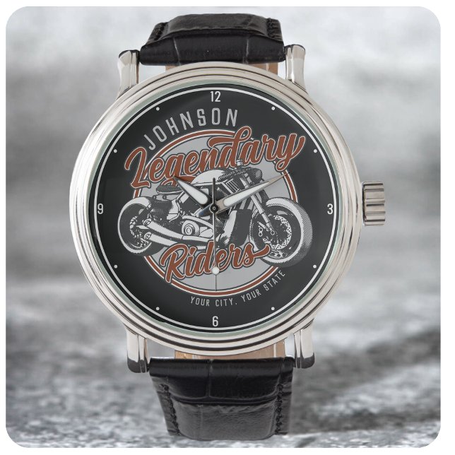 Aangepaste motorfietsLegendary Rider Biker NAAM Horloge (Creator heeft geüpload)