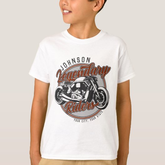 Aangepaste motorfietsLegendary Rider Biker NAAM T-shirt (Voorkant)