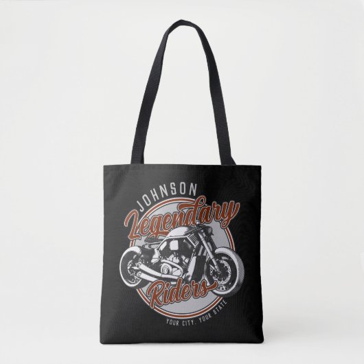 Aangepaste motorfietsLegendary Rider Biker NAAM Tote Bag (Voorkant)