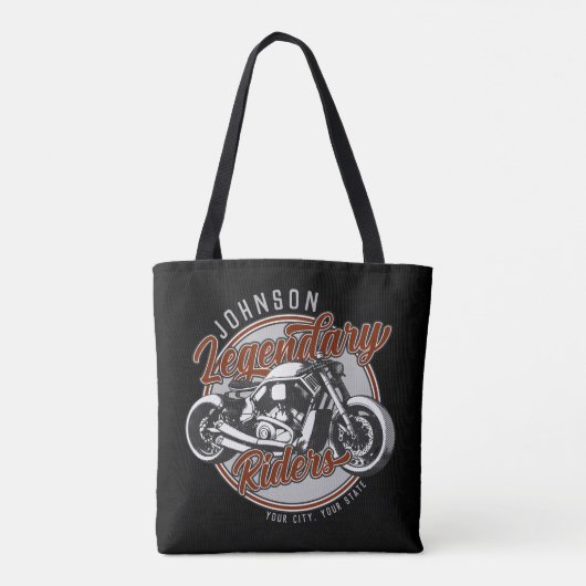 Aangepaste motorfietsLegendary Rider Biker NAAM Tote Bag (Achterkant)