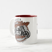 Aangepaste motorfietsLegendary Rider Biker NAAM Tweekleurige Koffiemok (Voorkant links)