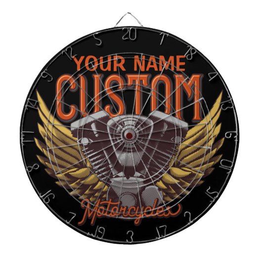 Aangepaste motorrijwielen Eagle Wings Biker Garage Dartbord (Voorkant)