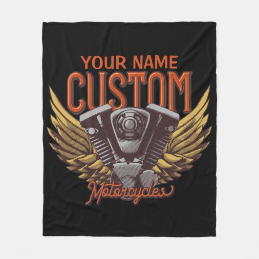 Aangepaste motorrijwielen Eagle Wings Biker Garage Fleece Deken (Voorkant)