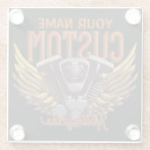 Aangepaste motorrijwielen Eagle Wings Biker Garage Glazen Onderzetter (Achterkant)