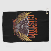 Aangepaste motorrijwielen Eagle Wings Biker Garage Golfhanddoek (Horizontaal)