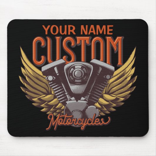 Aangepaste motorrijwielen Eagle Wings Biker Garage Muismat (Voorkant)