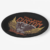 Aangepaste motorrijwielen Eagle Wings Biker Garage Papieren Bordje (Gekanteld)