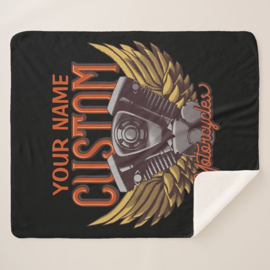 Aangepaste motorrijwielen Eagle Wings Biker Garage Sherpa Deken (Voorkant (horizontaal))