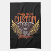 Aangepaste motorrijwielen Eagle Wings Biker Garage Theedoek (Verticaal)