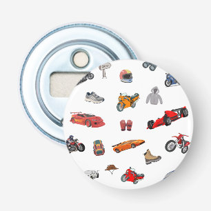 Aangepaste motorsport- en racepatroon pingpong button flesopener