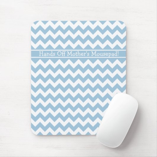 Aangepaste mousepad, blauwe en witte Chevrons Muismat (Met muis)