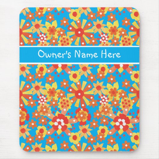 Aangepaste mousepad; Ditzy Oranje Flowers Muismat (Voorkant)