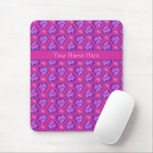 Aangepaste mousepad, magenta Hearts en Flowers Muismat (Met muis)