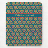 Aangepaste Mousepad, rood, groene harten op donker Muismat (Voorkant)