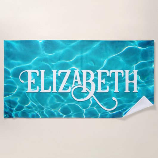 Aangepaste mousserende blauwe wateren strandlaken (Voorkant)