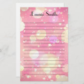 Aangepaste mousserende roze keh Glitter Lined Briefpapier (Voorkant / Achterkant)