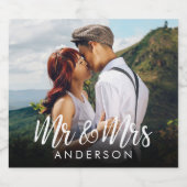 Aangepaste mousserende wijn trouwfoto sparkling wijnetiket (Enkel label)