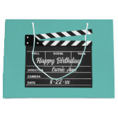 Aangepaste Movie Clapboard Aqua Large Gift Bag Groot Cadeauzakje (Voorkant)