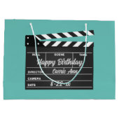 Aangepaste Movie Clapboard Aqua Large Gift Bag Groot Cadeauzakje (Achterkant)