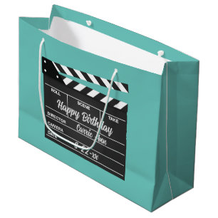Aangepaste Movie Clapboard Aqua Large Gift Bag Groot Cadeauzakje