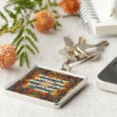 Aangepaste mozaïek patroon Nowruz Perzisch Nieuwja Sleutelhanger (Zijkant)