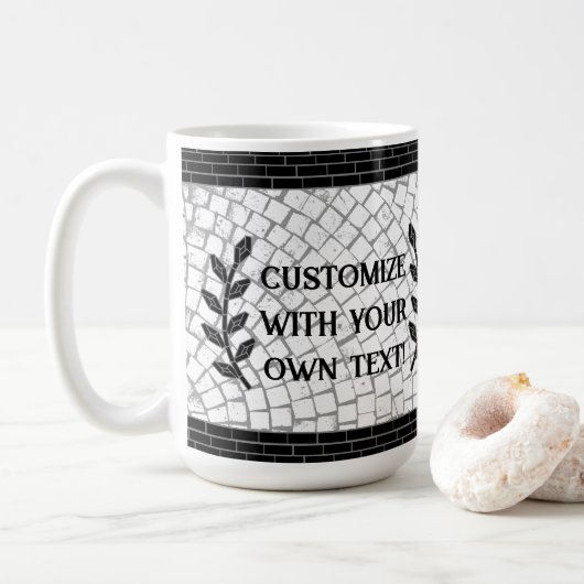 Aangepaste mozaïek Print uw eigen tekst Koffiemok (Met donut)