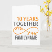 Aangepaste Mr en Mrs 10e trouwdag Kaart (Gele Bloem)