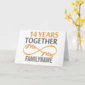 Aangepaste Mr en Mrs 14e trouwdag Kaart (Gele Bloem)