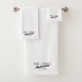 Aangepaste Mr en Mrs Bruiloft Familie cadeau Bad Handdoek