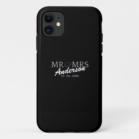 Aangepaste Mr en Mrs Bruiloft Familie cadeau Case-Mate iPhone Case (Achterkant)