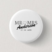 Aangepaste Mr en Mrs Bruiloft Familie cadeau Ronde Button 3,2 Cm (Voorkant)