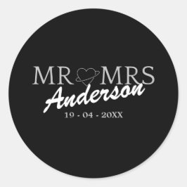 Aangepaste Mr en Mrs Bruiloft Familie cadeau Ronde Sticker