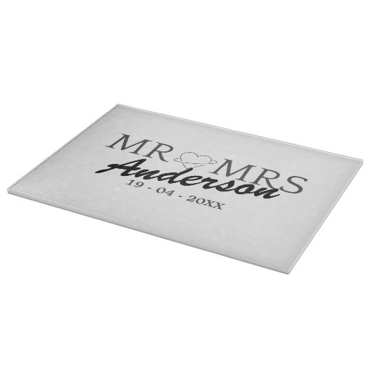 Aangepaste Mr en Mrs Bruiloft Familie cadeau Snijplank (Hoek)