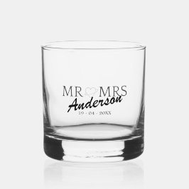 Aangepaste Mr en Mrs Bruiloft Familie cadeau Whisky Glas