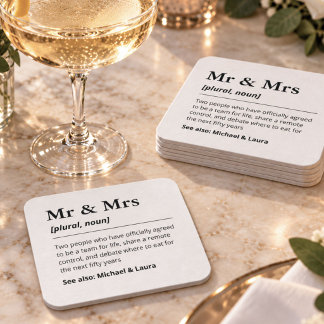Aangepaste Mr. en Mrs. bruiloftsreceptie pasgetrou Kartonnen Onderzetters