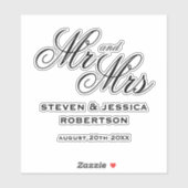 Aangepaste Mr en Mrs elegante pasgehuwden vinyl st Sticker (Vel)