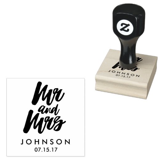 Aangepaste Mr en Mrs Rubber Stamp Rubberstempel (Gestempeld)