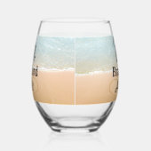 Aangepaste Mr. Groom Beach bruiloft harten in zand Wijnglas Zonder Voet (Rechts)